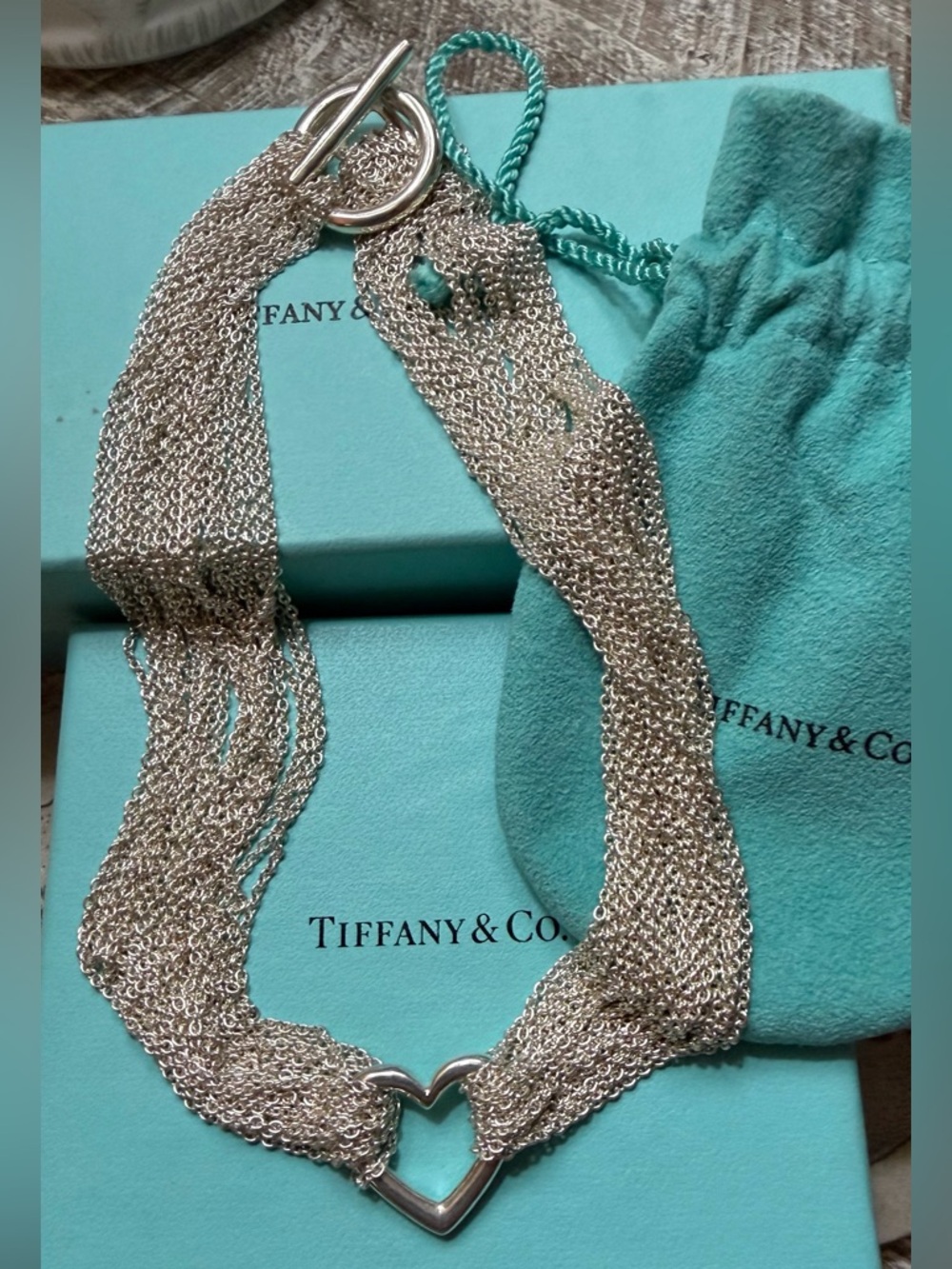 Tiffany & Co. Sterling .925 Tiffany Silver 20 Strand Heart Necklace